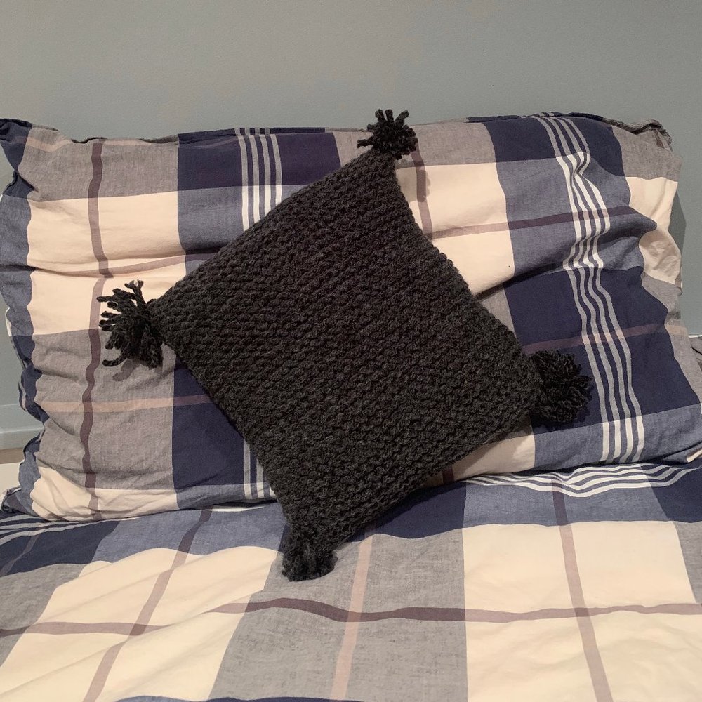 Handknit mini throw pillow